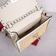 Fortok Valentino Rockstud Shoulder Bag in Boucle Raffia 22.5x5x16cm - 2