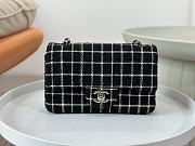 Fortok Chanel Wool Tweed & Gold-Tone Metal Bag Black 20cm - 1