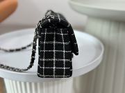 Fortok Chanel Wool Tweed & Gold-Tone Metal Bag Black 20cm - 6