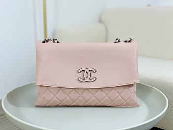 Fortok Chanel A07095 Pink Flap CC Silver Chain Shoulder Bag 32x7.5x19cm