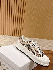 Fortok Dior Platform Sneakers Beige and Black Cotton Embroidered with Plan de Paris Motif - 6