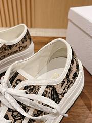 Fortok Dior Platform Sneakers Beige and Black Cotton Embroidered with Plan de Paris Motif - 5