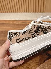 Fortok Dior Platform Sneakers Beige and Black Cotton Embroidered with Plan de Paris Motif - 4