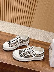 Fortok Dior Platform Sneakers Beige and Black Cotton Embroidered with Plan de Paris Motif - 2