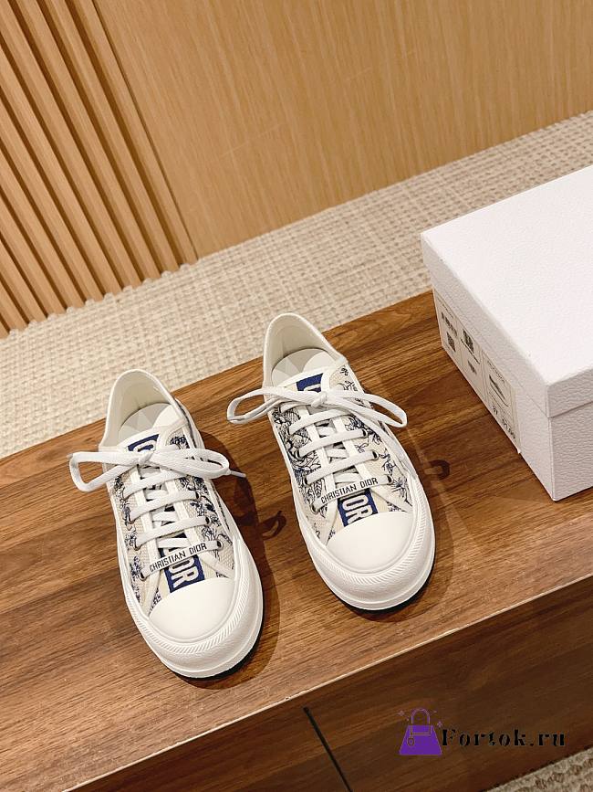 Fortok Dior Sneakers Blue Toile de Jouy Embroidered Cotton - 1