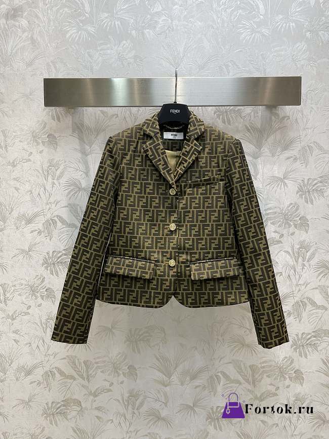 Fortok Fendi Monogram Brown Fabric Blazer - 1