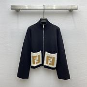 Fortok Fendi 2023 Double F Pocket Zipper Wool Cardigan - 1