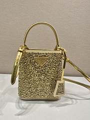 Fortok Prada Small Panier Crystal-Embellished Tote Bag Gold 15x16x9.5cm - 1