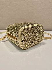 Fortok Prada Small Panier Crystal-Embellished Tote Bag Gold 15x16x9.5cm - 4