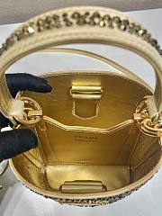 Fortok Prada Small Panier Crystal-Embellished Tote Bag Gold 15x16x9.5cm - 2
