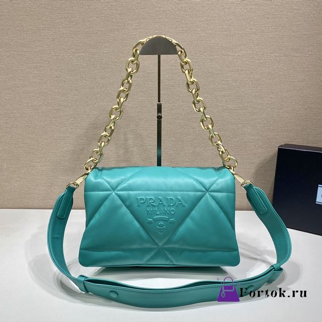 Fortok Prada Pillow Bag Green 1BD306 31x19x8.5cm - 1