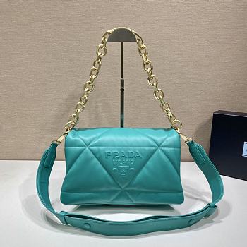 Fortok Prada Pillow Bag Green 1BD306 31x19x8.5cm