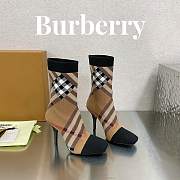 Fortok Burberry Knitted Check Sock Boots Brown - 1