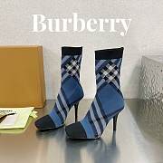 Fortok Burberry Knitted Check Sock Boots Blue - 3