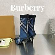 Fortok Burberry Knitted Check Sock Boots Blue - 4