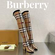 Fortok Burberry Black Brown Check Over-the-knee Boots - 1