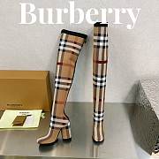 Fortok Burberry Black Brown Check Over-the-knee Boots - 5