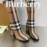 Fortok Burberry Black Brown Check Over-the-knee Boots - 2