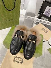 Fortok Gucci Fur & Leather Loafers Black - 1