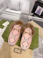 Fortok Gucci Fur & Leather Loafers Pink - 1