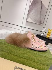 Fortok Gucci Fur & Leather Loafers Pink - 2