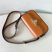 Fortok Prada Brown Calfskin Leather Shoulder Bag 20.5x10.5x4cm - 2