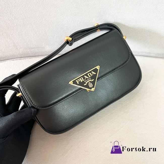 Fortok Prada Black Calfskin Leather Shoulder Bag 20.5x10.5x4cm - 1