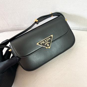 Fortok Prada Black Calfskin Leather Shoulder Bag 20.5x10.5x4cm