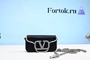 Valentino Locò Embroidered Small Black Shoulder Bag 20x11x5cm - 1