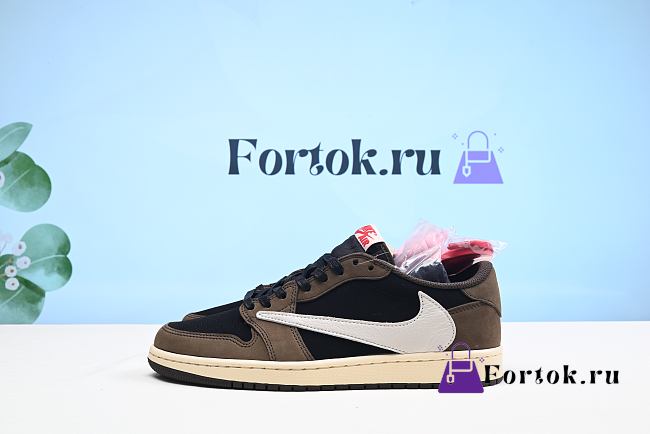 Fortok Nike Air Jordan 1 Retro Low Travis Scott CQ4277-001 Brown Sneakers - 1