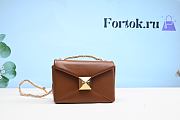Valentino One Stud Nappa Bag With Chain Brown 19x14x11cm - 1
