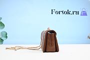 Valentino One Stud Nappa Bag With Chain Brown 19x14x11cm - 6