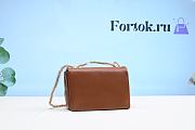 Valentino One Stud Nappa Bag With Chain Brown 19x14x11cm - 4