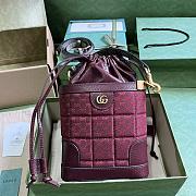 Fortok Gucci GG Canvas Bucket Bag Burgundy 18x16x5cm - 1