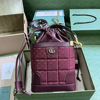 Fortok Gucci GG Canvas Bucket Bag Burgundy 18x16x5cm