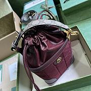 Fortok Gucci GG Canvas Bucket Bag Burgundy 18x16x5cm - 6