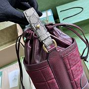 Fortok Gucci GG Canvas Bucket Bag Burgundy 18x16x5cm - 3