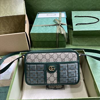 Fortok Gucci GG Canvas Mini Shoulder Bag Green 21.5x14x7cm