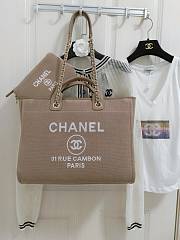 Fortok Chanel Mixed Fibers Deauville Tote Beige 38cm - 3