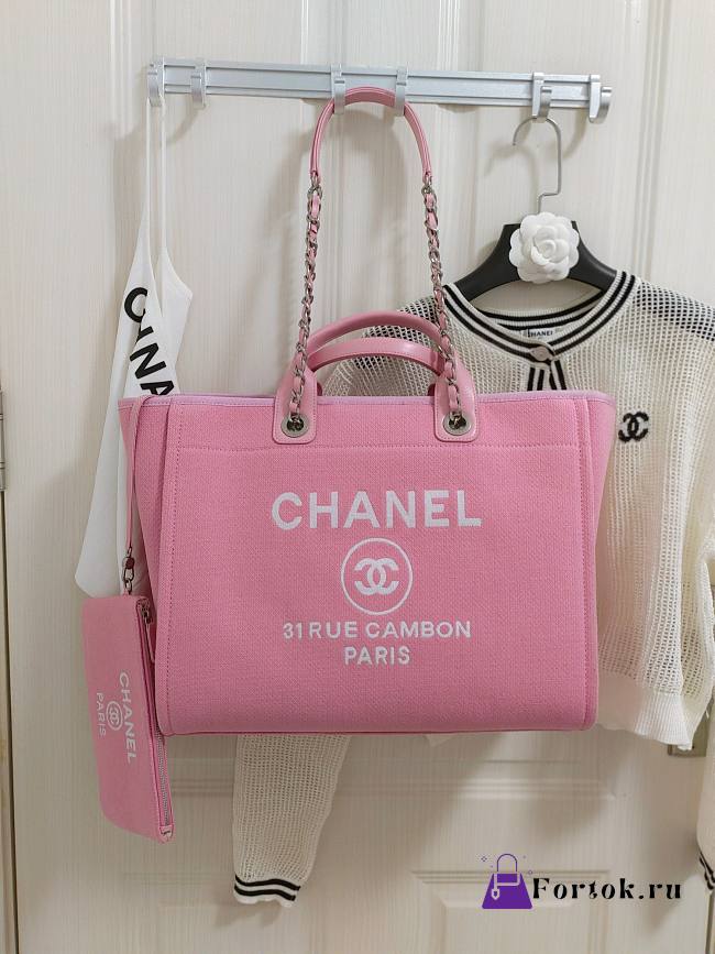 Fortok Chanel Mixed Fibers Deauville Tote Pink 38cm - 1