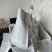 Fortok Chanel Deauville Cotton & Calfskin Tote Bag White AS93786 36cm - 6