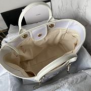 Fortok Chanel Deauville Cotton & Calfskin Tote Bag White AS93786 36cm - 5