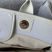 Fortok Chanel Deauville Cotton & Calfskin Tote Bag White AS93786 36cm - 3