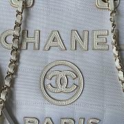 Fortok Chanel Deauville Cotton & Calfskin Tote Bag White AS93786 36cm - 2