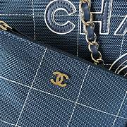 Fortok Chanel Deauville Cotton & Calfskin Tote Bag Dark Blue AS93786 36cm - 6