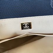 Fortok Chanel Deauville Cotton & Calfskin Tote Bag Dark Blue AS93786 36cm - 4