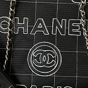 Fortok Chanel Deauville Cotton & Calfskin Tote Bag Black AS93786 36cm - 2
