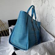 Fortok Chanel Deauville Cotton & Calfskin Tote Bag Blue AS93786 36cm - 5