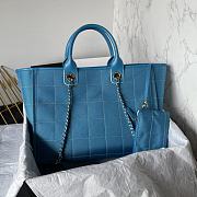 Fortok Chanel Deauville Cotton & Calfskin Tote Bag Blue AS93786 36cm - 4