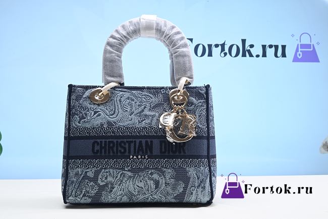 Fortok Dior Lady Sac à Main Blue Bag 24cm - 1